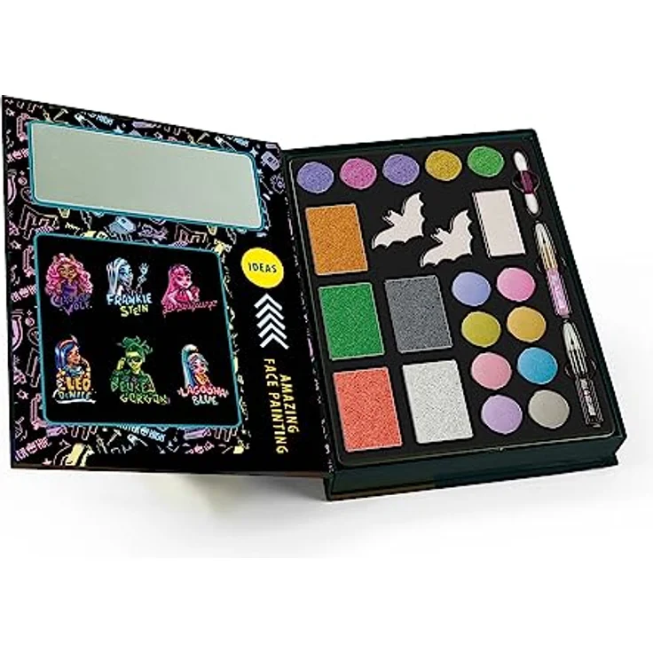 Clementoni Monster High Make-up-Set, Kinder Schminkset mit Gesichtsfarben, Lidschatten, Körperstiften, Applikator & Schwämmen – Bild 2