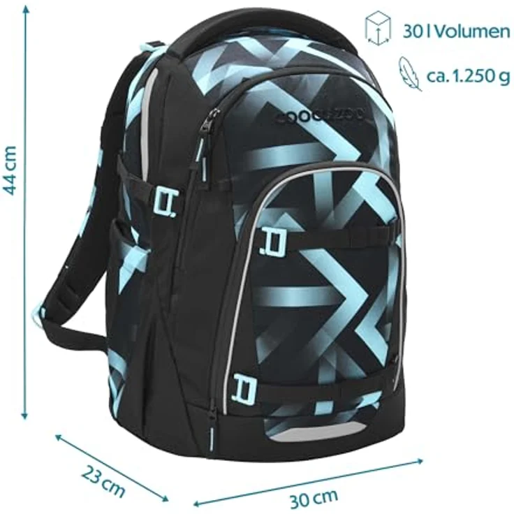 coocazoo Schulrucksack MATE, Laser Lights, ergonomisch mit Easy-Grow-System, 30 Liter Volumen, individuell gestaltbar – Bild 2