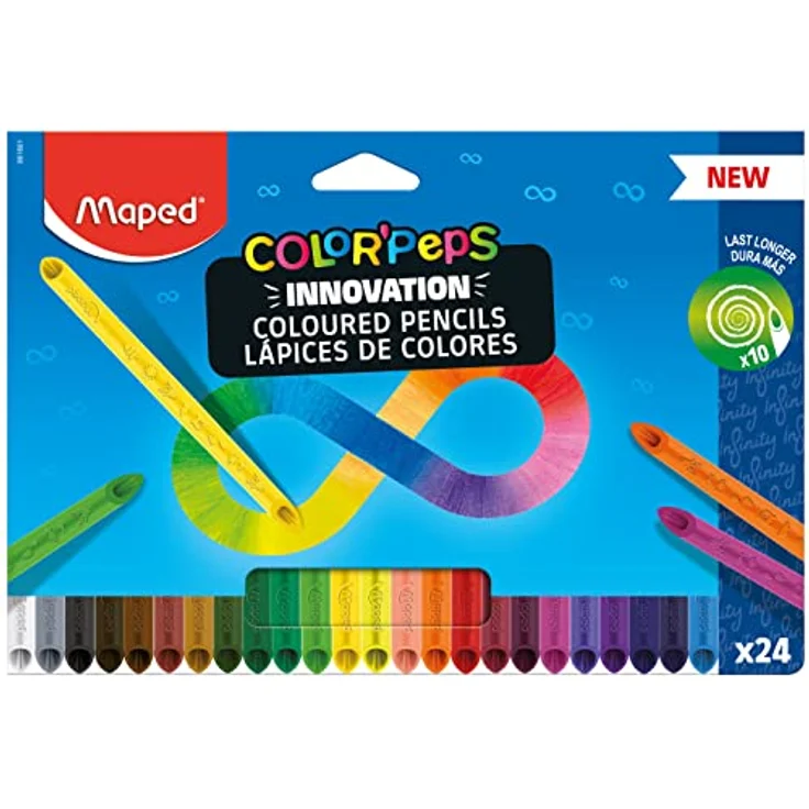 Maped - innovative Buntstifte COLOR'PEPS INFINITY - 100% farbige Mine - kein Anspitzen notwendig - zu 100% aufbrauchbar - weich & sehr angenehm auf dem Papier - 24 Stück – Bild 1