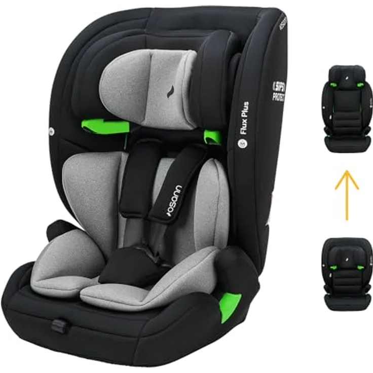 Osann Autokindersitz Osann Flux Plus i-Size, Kinderautositz (76-150 cm), ab: Geburt, 14-fach höhenverstellbare Kopfstütze, automatisch mitwachsendes Gurtsystem, ergonomisch geformte Sitzfläche, erhöhter Seitenaufprallschutz, Magnethalterungen, verschiedene Farben – Bild 2