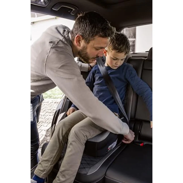 BooBoo Kindersitzerhöhung Safety Milano, Sitzerhöhung Auto Kinder ab 125 cm, ergonomische Sitzfläche, Isofix, grau – Bild 6