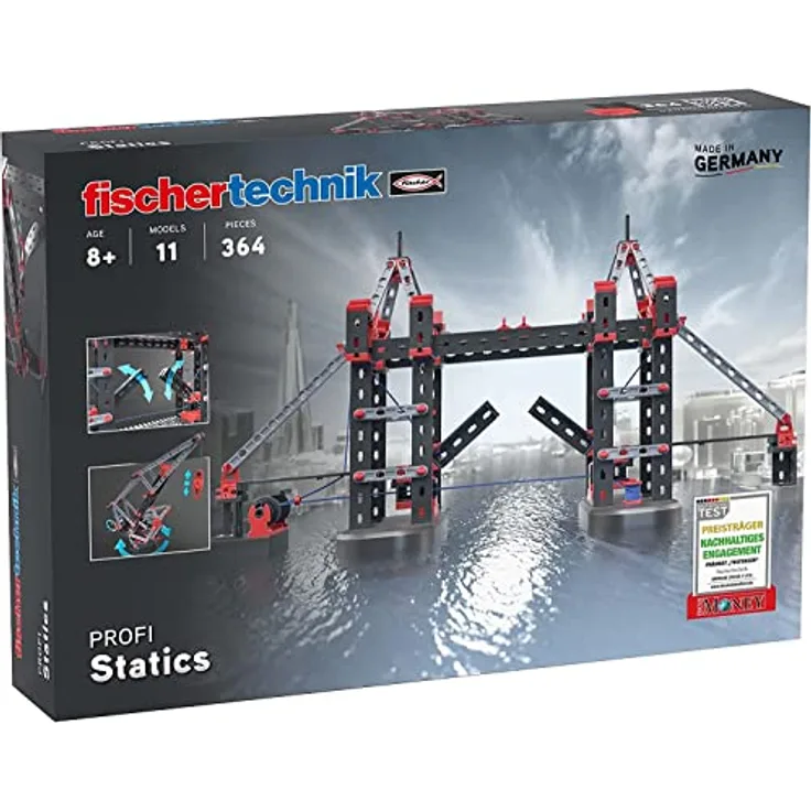 fischertechnik 564071 PROFI Statics-der Architektur Baukasten für Statik Grundlagen, Schwarz, 32 x 8 x 23 cm - Modellbau Zubehör für angehende Architekten und Ingenieure