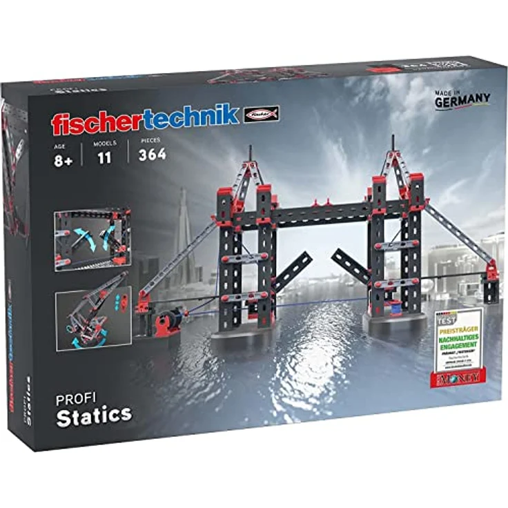 fischertechnik 564071 PROFI Statics-der Architektur Baukasten für Statik Grundlagen, Schwarz, 32 x 8 x 23 cm - Modellbau Zubehör für angehende Architekten und Ingenieure – Bild 1