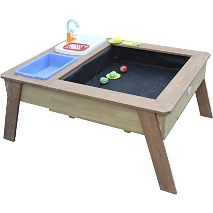 AXI Linda Sand & Wassertisch aus Holz mit Spielküchenspüle | Matschtisch/Spielküche/Wasserspieltisch/Sandtisch für Kinder in Braun mit Sonnenschirm. – Bild 5