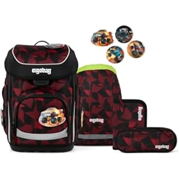 ergobag cubo Set, ergonomischer Schulranzen 5-teilig mit individuell anpassbarem Tragesystem und reflektierenden Elementen, für 1. Klasse Grundschule – Bild 1