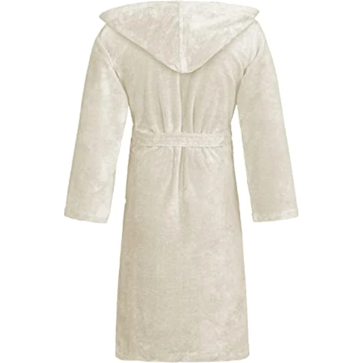 Vossen Bademantel Lynn, unisex Kapuze, kuscheliger Velours, cremefarben, 50% Baumwolle, 50% Polyester – Bild 5