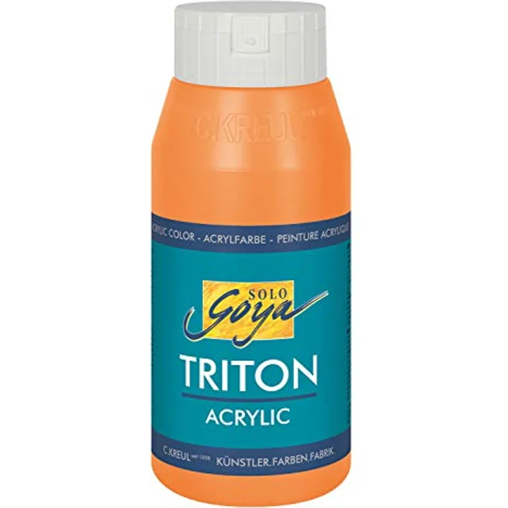 KREUL Solo Goya Triton Acrylfarbe echtorange, 750 ml, schnell und matt trocknend, wasserbasierte Farbe in Studioqualität, gut deckend und vielseitig einsetzbar – Bild 1