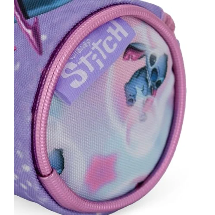 Clondo Schlampermäppchen für Stitch Fan, rundes Federmäppchen aus 600D Polyester mit praktischem Reißverschluss, 21x8 cm – Bild 3