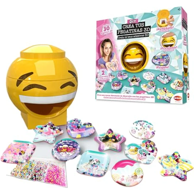 Bizak 3D-Aufkleber-Maschine, kreative Stickermaschine mit 250 bunten Edelsteinen, inkl. lustigen Hintergründen und Sprinkles, für Jungen und Mädchen ab 6 Jahren – Bild 1