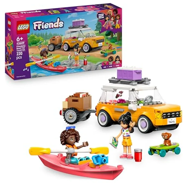 LEGO Friends 42659 Abenteuertrip mit Freunden, Bausatz mit 2 Minifiguren, Spielzeug Auto und Zubehör, Mehrfarbig