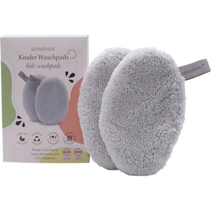 waschies "Travel Set Kids", nachhaltige & wasserabweisende Aufbewahrungstasche inkl. wiederverwendbarer, hypoallergener Waschpads für Unterwegs, Pastel Blue – Bild 2