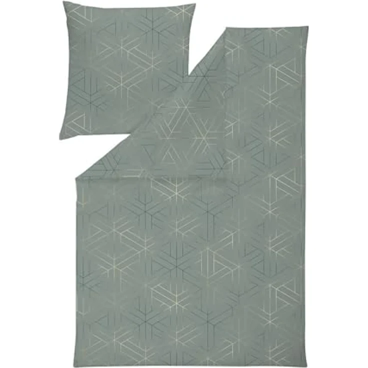 ESTELLA Mako-Satin Bettwäsche 135x200 Luan Mint Uni Waben Rauten 7919-520, 100% Baumwolle, supergekämmt, umweltfreundlich, Öko-Tex Standard 100 – Bild 2