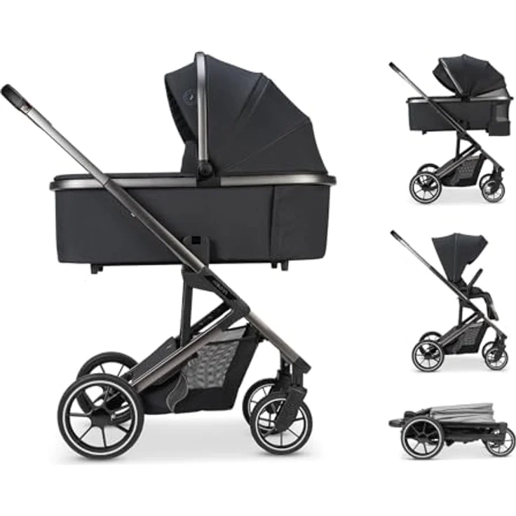 Osann Kombi-Kinderwagen Juntos inkl. Babywanne, Sportsitz, Regenverdeck - Coal – Bild 1