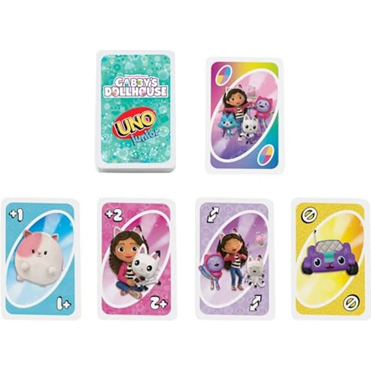Mattel Gabby's Dollhouse - UNO Junior Kartenspiel, für Kinder ab 3 Jahren, mit niedlichen Motiven – Bild 5