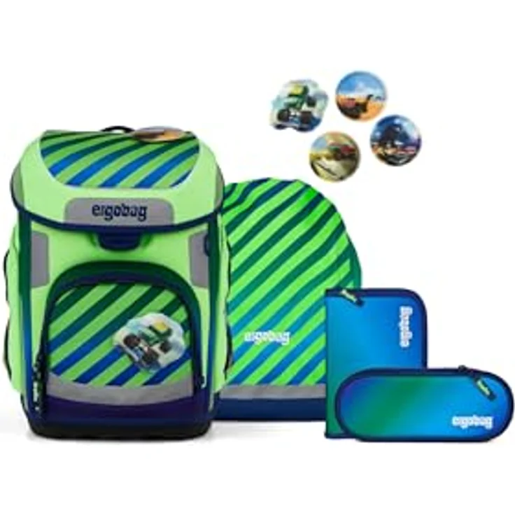 ergobag cubo Set, ergonomischer Schulranzen 5-teilig für 1. Klasse, standfest und individuell gestaltbar, aus 27,7 recycelten PET-Flaschen – Bild 1