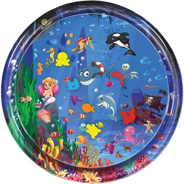 Glinbo XXL Wassermatte Baby, Bauchlage Spielzeug BPA-frei, 100 cm, fördert motorische und sensorische Entwicklung – Bild 2