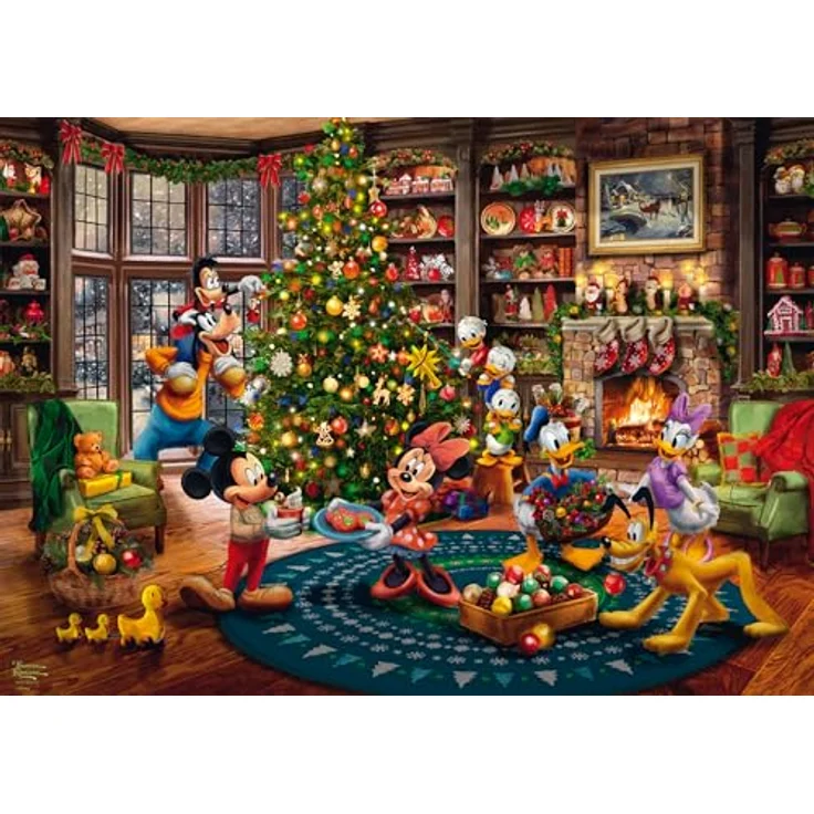 Schmidt Spiele 58047 Disney Mickey & Minnie Trimming The Tree, 1000 Teile Puzzle mit Premium Qualität und perfekter Passgenauigkeit – Bild 1
