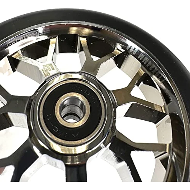 Fantic26 Spy7 Stunt-Scooter Rolle 110mm Abec11 Chrome/Pu Schwarz, Stunt-Scooter Rolle aus Aluminium 6061, ABEC-11 Kugellager, 88A Härte – Bild 2