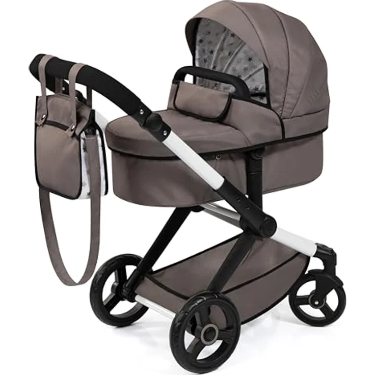Bayer Design 17086AB Puppenwagen Xeo mit Tasche, höhenverstellbarer Griff, Schwenkschieber, wandelbar als Puppenjogger, bewegliche Vorderräder, integrierter Korb, rosa – Bild 1