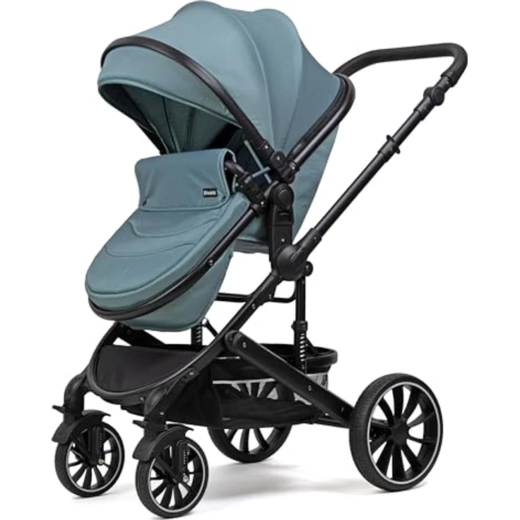 Pixini Kinderwagen Kalani 3in1 Kombikinderwagen, inkl. Babywanne & Buggy & Auto-Babyschale & Cupholder (glossy petrol) – Bild 3