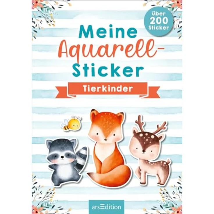 Ars Edition Sticker Meine Aquarell-Sticker - Tierkinder - über 200 Sticker, hochwertige Aquarell-Optik, ideal zum Verzieren und Dekorieren, handliches Stickeralbum – Bild 3