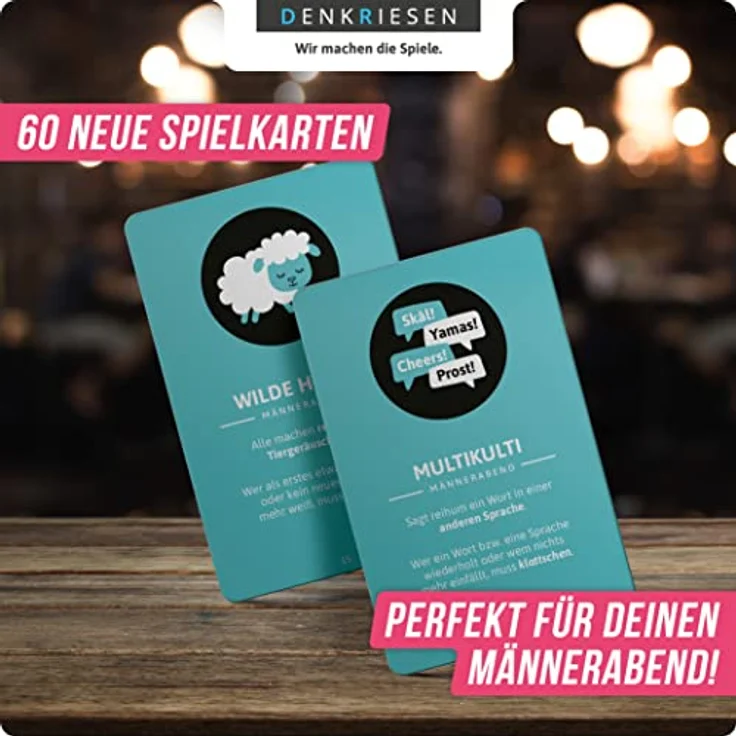 DENKRIESEN klattschen® & klattschen® Männerabend, Kult-Trinkspiel mit 60 Karten und 25 Aufgaben für unvergessliche Partys, ideal für 2+ Spieler – Bild 4