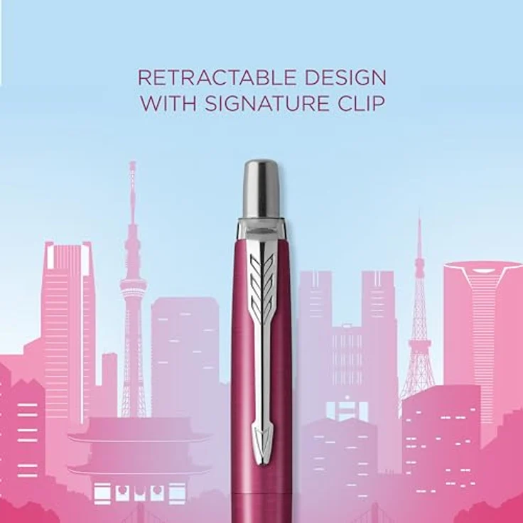 Parker Pen JOTTER Tokyo, Kugelschreiber mit metallic-rosa Schaft, Strichstärke: M, blaue Strichfarbe, Edelstahlclip, in Geschenkbox – Bild 4