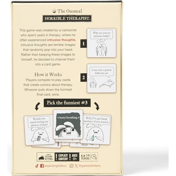 Exploding Kittens LLC Explodierende Kätzchen - Schrecklicher Therapeut: Core Game Edition - Urkomisches Kartenspiel für 3-8 Spieler, ab 17 Jahren – Bild 3