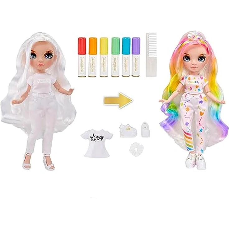 Rainbow High Color & Create Fashion Doll - Blue Eyes, Anziehpuppe mit DIY Möglichkeiten & auswaschbarer Farbe – Bild 2