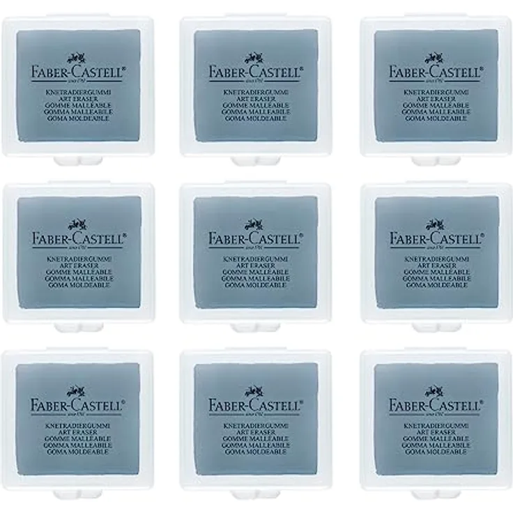 Faber-Castell 205051 - Knetradiergummi Art Eraser 127220, grau, 9 Stück