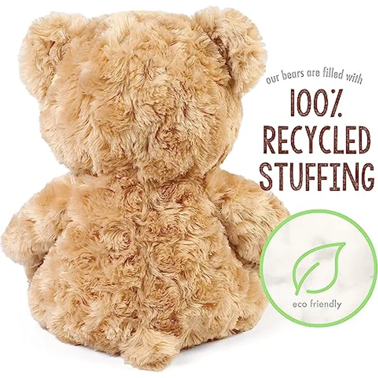 LotFancy Teddybär Plüschtier Kuscheltier 30 cm, Braunbär mit 100% recycelter Füllung, abwaschbar, Geschenk für Kinder und Freundin – Bild 5