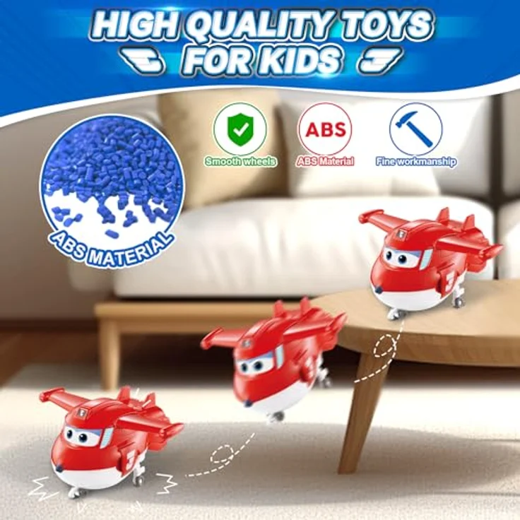 Super Wings Transformations-Flugzeug Supercharged Jett, 12,7 cm große 2-in-1 Spiel-Figur, Flugzeug- und Roboter-Modus, rot – Bild 5