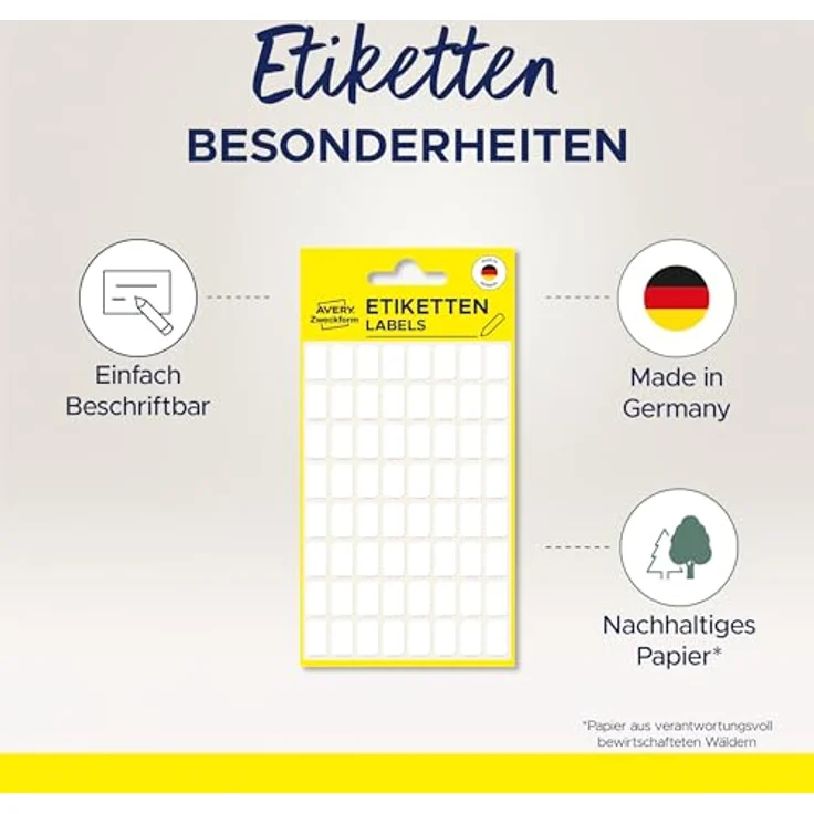 AVERY Zweckform 3046, selbstklebende Haushaltsetiketten (77x59 mm, 8 Aufkleber auf 4 Bogen) blanko, weiß für Beschriften und Kennzeichnen – Bild 2