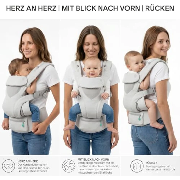 Koala Cuddle Carry, Babytrage für Neugeborene bis 20,4 kg, verstellbare Kopfstütze, 3 Tragepositionen, farblos – Bild 4
