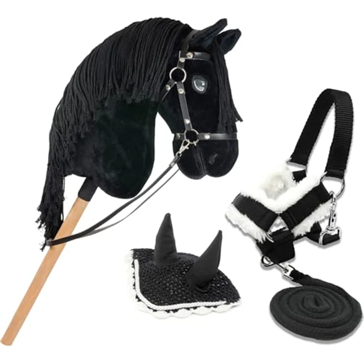Hobby Horse Land Black Star A3, Steckenpferd mit Trense und Set, Schwarz, langlebige Materialien für aktives Spielen – Bild 1