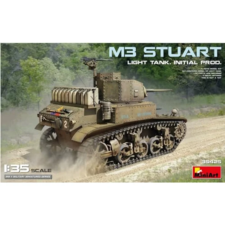 Other 1:35 M3 Stuart leichter Panzer, Modellfahrzeug mit beweglichen Kettengliedern und Decals für vier Varianten – Bild 7