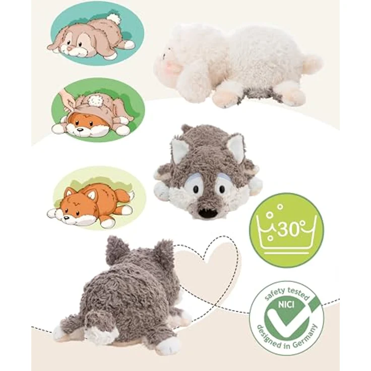 NICI Kuscheltier Schaf und Wolf, 25 cm Wendefunktion Plüschtier aus flauschigem Plüsch – Bild 3