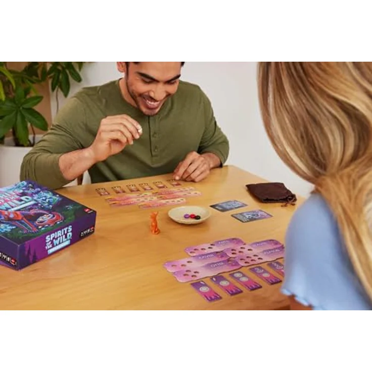 Mattel games Spirits of the Wild - The Awakening, Brettspiel für 2 Spieler mit bunten Aktionssteinen und magischen Kartenelementen – Bild 3