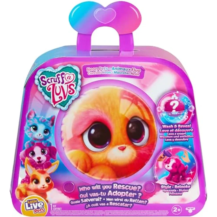 Little Live Pets Scruff-a-Luvs - Neon Pets Mystery Animal Reveal, kuscheliges Plüschtier in leuchtenden Neonfarben mit Pflegezubehör und Adoptionszertifikat – Bild 1