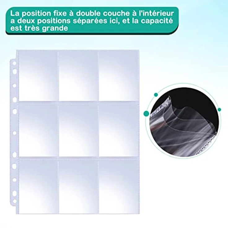 Oderra 576 Sammelkarten Hüllen, 32 Seiten Pockets Sammelkarten, Taschen auf beiden Seiten, Pokemon hüllen für Sammelkartenspiele, Transparent Leere Sammelalbum, Pochette carte, 2.03 x 8.13 x 0.91 cm – Bild 5