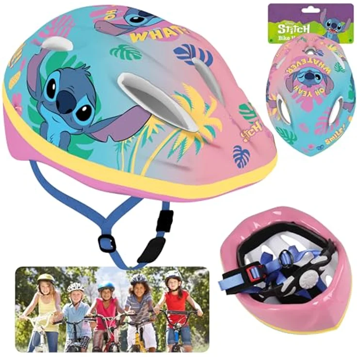 sarcia.eu Disney Stitch Kinderfahrradhelm für Mädchen, verstellbar 52-56 cm, bunt, mit Belüftungsöffnungen und gepolstertem Innenraum – Bild 2