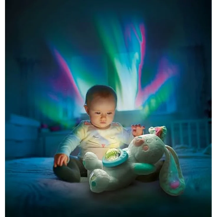 Clementoni 17502 Schneehase mit Nordlicht-Projektion, Babyspielzeug mit Musik und Naturgeräuschen, 33 cm – Bild 6