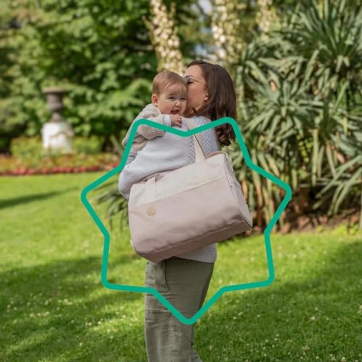 Badabulle Wickeltasche Pocketstyle Creme - Kinderwagentasche mit 23L Fassungsvermögen und Zubehör – Bild 3