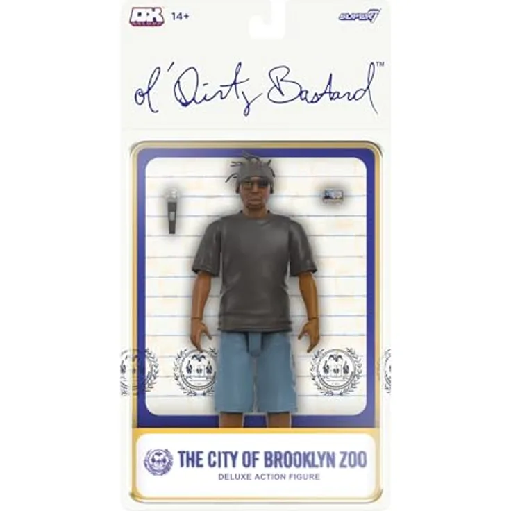 Super7 Ol' Dirty Bastard Deluxe - O.D.B Actionfigur mit Mikrofon- und Ausweis-Zubehör, 18 cm