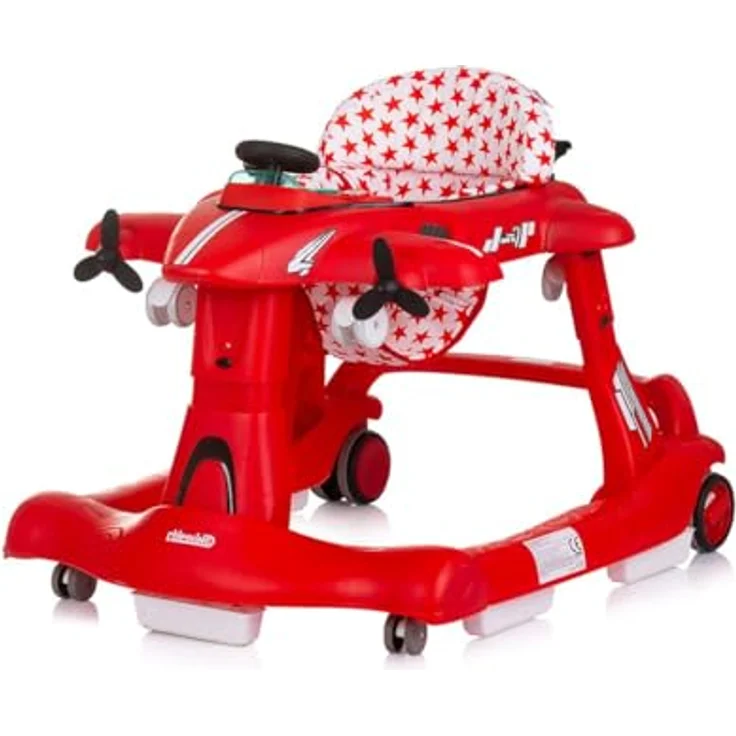 Chipolino Lauflernhilfe Airplane 3 in 1, Schiebespielzeug mit Musik, rot, höhenverstellbar, klappbar, ab 6 Monaten – Bild 2