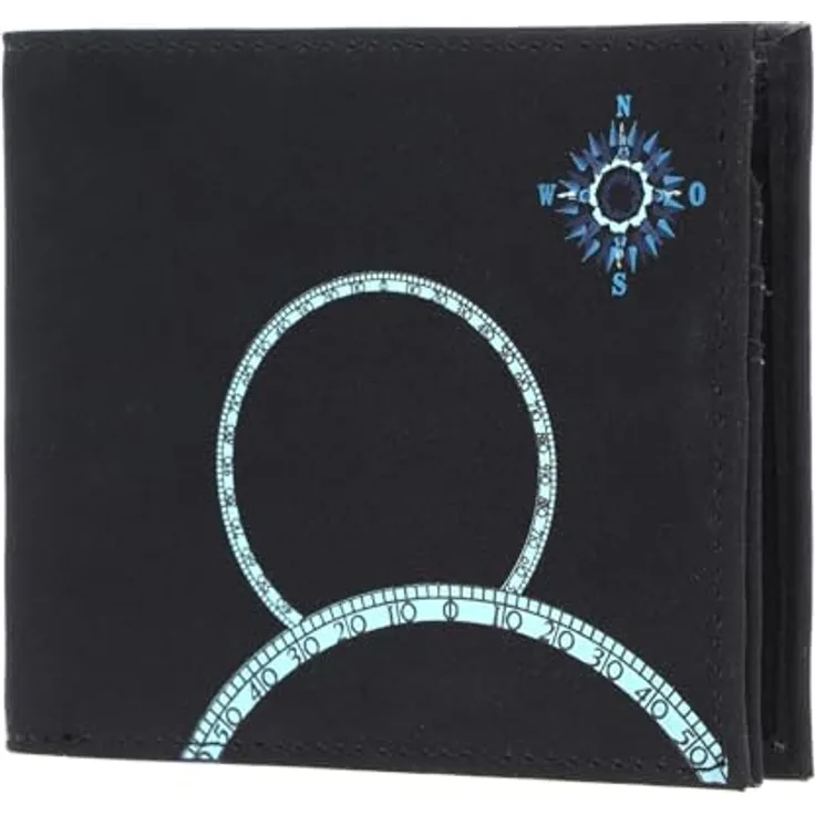 oxmox New Cryptan Geldbörse, RFID Schutz, 12 cm, windrose print cyan black, 100% Cryptan