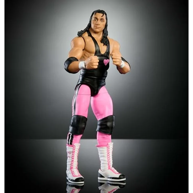 WWE Mattel Elite-Kollektion Bret Hart Actionfigur, Premium-Live-Event Set, Wrestlemania mit Howard Finkel Build-A-Figure-Teilen – Bild 5