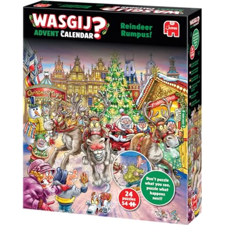 Wasgij Weihnachtspuzzle Adventskalender 2025, Rentier Raserei - 24 Tage Puzzleset mit 54 Teilen aus 100% recyceltem Karton für Erwachsene – Bild 2