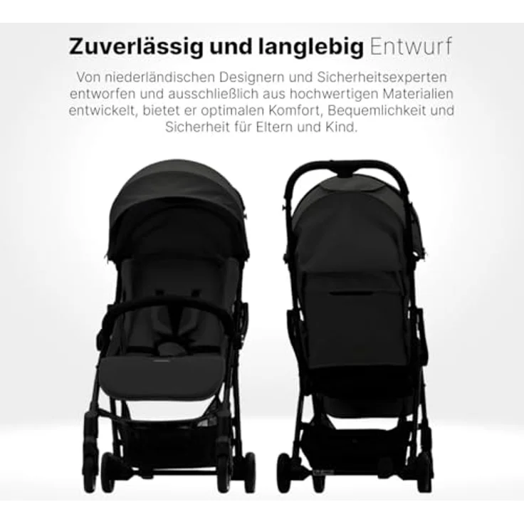 Hamilton by yoop Kinderwagen X1 Plus, Buggy mit MagicFold-Mechanismus, geräumigem Sitz und UV-Verdeck, Schwarz – Bild 2