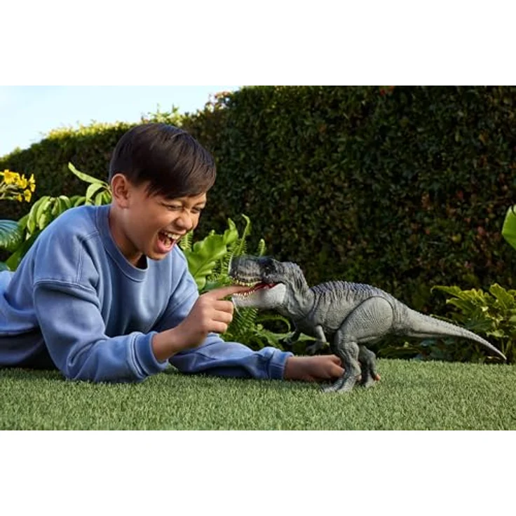 Mattel Jurassic World REBIRTH Feature T.Rex, Tyrannosaurus Rex mit Beißattacke, interaktive App-Anbindung und beweglichem Kopf – Bild 2